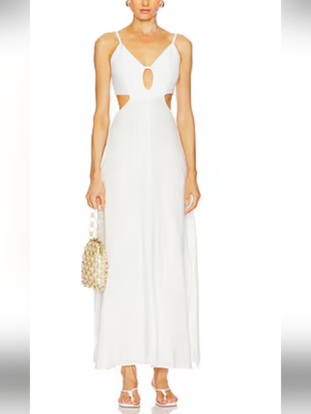 Boamar brand women’s White Cutout Maxi Dress with Keyhole Front size M NWTS